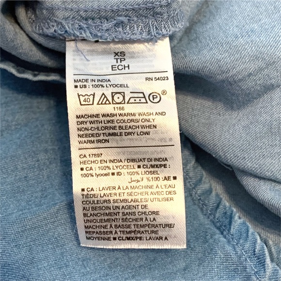 Old Navy One Shoulder Ruffle Blouse Chambray XS Blue - Picture 6 of 6